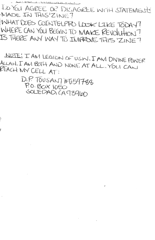 10 Yo AGEEE. (¢ DISAGELE Wit STATEMEH MADE TR TS ZinE T NHAT DB COTNTELARS Lixowe LTKE TB0AYT WHEZE (AN YU BEGIN TO MAYE Zevcliulion 15 THERE AN INAY TO TUFROIE TS Zinde NOTE! T AM Leauon o VST AV DNINE Romee ALLAH. T AVt BT AND NONE AT ALL YOUL CA REACH MY CELL AT D.P TousAN) #5597 Vo Box oo SCLERAD, (A2 p